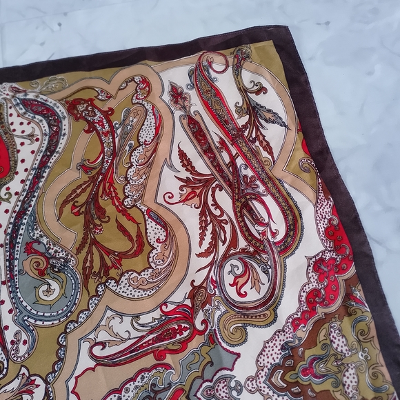 Vintage Liberty of London Paisley Silk Scarf Blue & Multicolor 23” x 23” - Picture 8 of 9